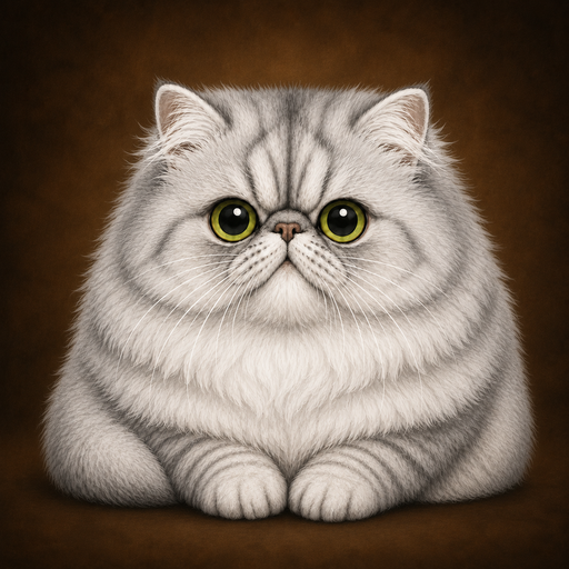 Max, a silver tabby Persian cat
